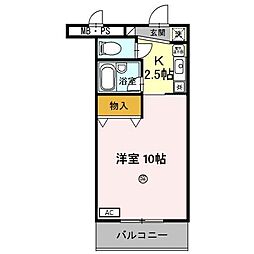 サンタウン竹鼻　B 4階1Kの間取り