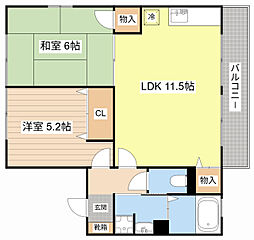 メゾン大窪 2階2LDKの間取り
