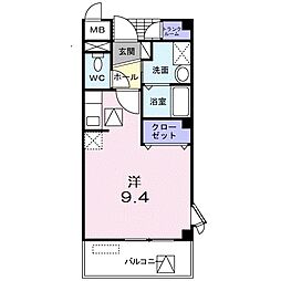 リバーレイクヒルズ 1階1Kの間取り