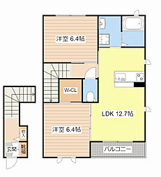 ジョイフルメゾン　ＳＫ 2階2LDKの間取り