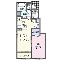 メゾンルミネ五個荘II 1階1LDKの間取り