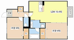 Riziere 1階2LDKの間取り