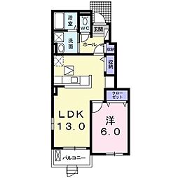 モルトベーネII 1階1LDKの間取り
