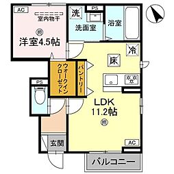 claria萩（クラリア） 103 1階1LDKの間取り