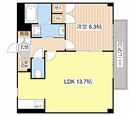 ハイツKSN 1階1LDKの間取り