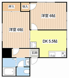 リーベルスクエア 2DKの間取図画像