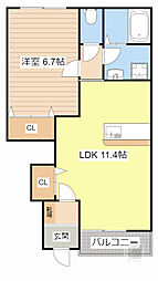 シャイニールミナス 1LDKの間取図画像