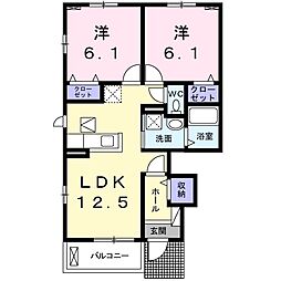 サンルーラルN 2LDKの間取図画像