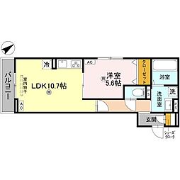 アルタ若竹ビュー 1LDKの間取図画像