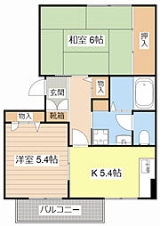 かんどりニューハイツB 2Kの間取図画像