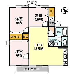 レークハイツ御前 3LDKの間取図画像