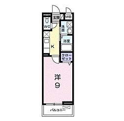 アミティハイツ1 1Kの間取図画像