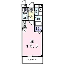 ウエスト ワンルームの間取図画像