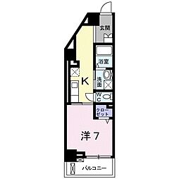 ヒラソル瀬田 1Kの間取図画像