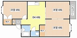 アベニュー松原A 3DKの間取図画像