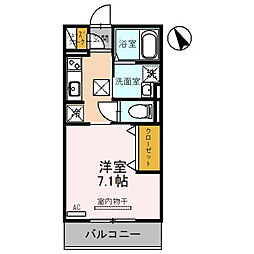 チェリーブロッサム勝部 1Kの間取図画像
