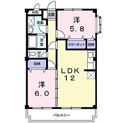 モラーダアオキ 2LDKの間取図画像