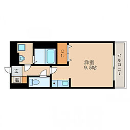 パリオ鹿深 ワンルームの間取図画像
