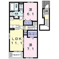 グリーン琥珀甲南2 2LDKの間取図画像