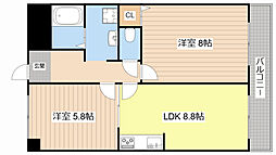 ハイツエクセルV番館 1階2LDKの間取り