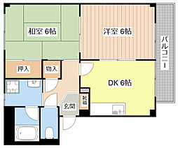 レジデンス宝積 1階2DKの間取り
