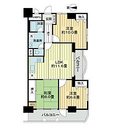 JR東海道・山陽本線 摂津富田駅 徒歩4分の賃貸マンション 3階3LDKの間取り