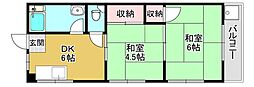 シエテ高槻2 2DKの間取図画像