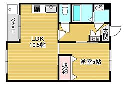 田村マンション 1LDKの間取図画像
