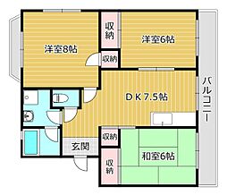 メゾンティック 3DKの間取図画像
