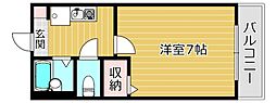 ウェルシーコート高槻 1Kの間取図画像