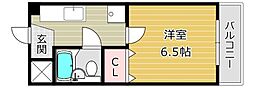 シャトレ富田 1Kの間取図画像
