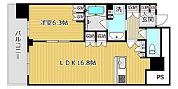 ジオタワー高槻ミューズフロント 1LDKの間取図画像