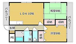 ラ・カーサ高槻A棟 2LDKの間取図画像