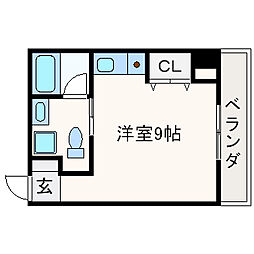 リティアコート ワンルームの間取図画像