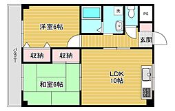 ブリーザ秋月 2LDKの間取図画像