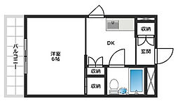 パークサイドマンション 1DKの間取図画像
