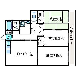 森本マンション 3LDKの間取図画像