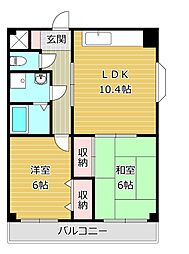 メゾン飛鳥 2LDKの間取図画像