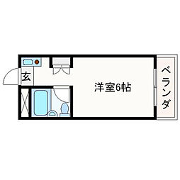 コーポ大栄A棟 1Kの間取図画像
