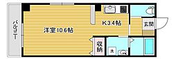 ヴァン・ベール大川 1Kの間取図画像