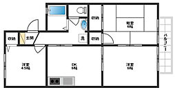 グレースハイム・B 3DKの間取図画像