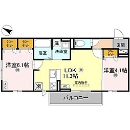 JR東海道・山陽本線 近江八幡駅 徒歩14分の賃貸アパート 2階2LDKの間取り