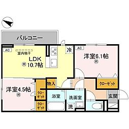 JR東海道・山陽本線 近江八幡駅 徒歩14分の賃貸アパート 3階2LDKの間取り