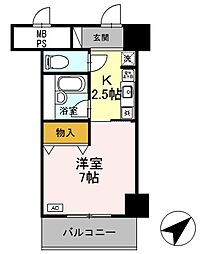 JR東海道・山陽本線 南彦根駅 徒歩12分の賃貸マンション 5階1Kの間取り