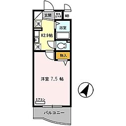 近江鉄道近江本線 八日市駅 徒歩29分の賃貸マンション 2階1Kの間取り