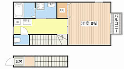 近江鉄道近江本線 水口城南駅 徒歩36分の賃貸アパート 2階1Kの間取り