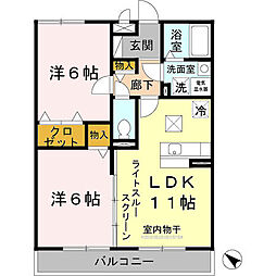 JR東海道・山陽本線 南彦根駅 徒歩30分の賃貸アパート 1階2LDKの間取り