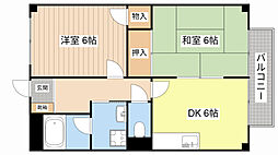 JR東海道・山陽本線 能登川駅 徒歩17分の賃貸アパート 1階2DKの間取り