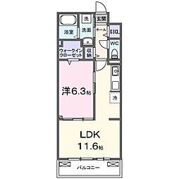 JR湖西線 堅田駅 4.9kmの賃貸アパート 3階1LDKの間取り