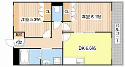 JR北陸本線 田村駅 徒歩38分の賃貸アパート 1階2DKの間取り